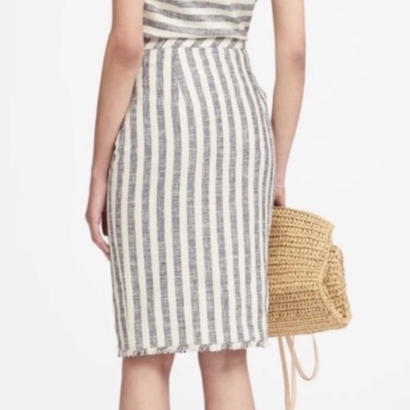 Banana Republic Striped Fringe Pencil Skirt Size 16 - Picture 3 of 6
